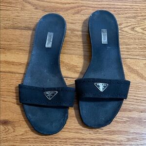Prada Black Open-Toe Slides